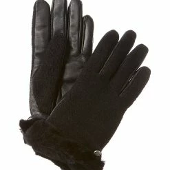 Brand new 😉 women UGG Shorty Leather-Trim Wool-Blend Gloves 😀