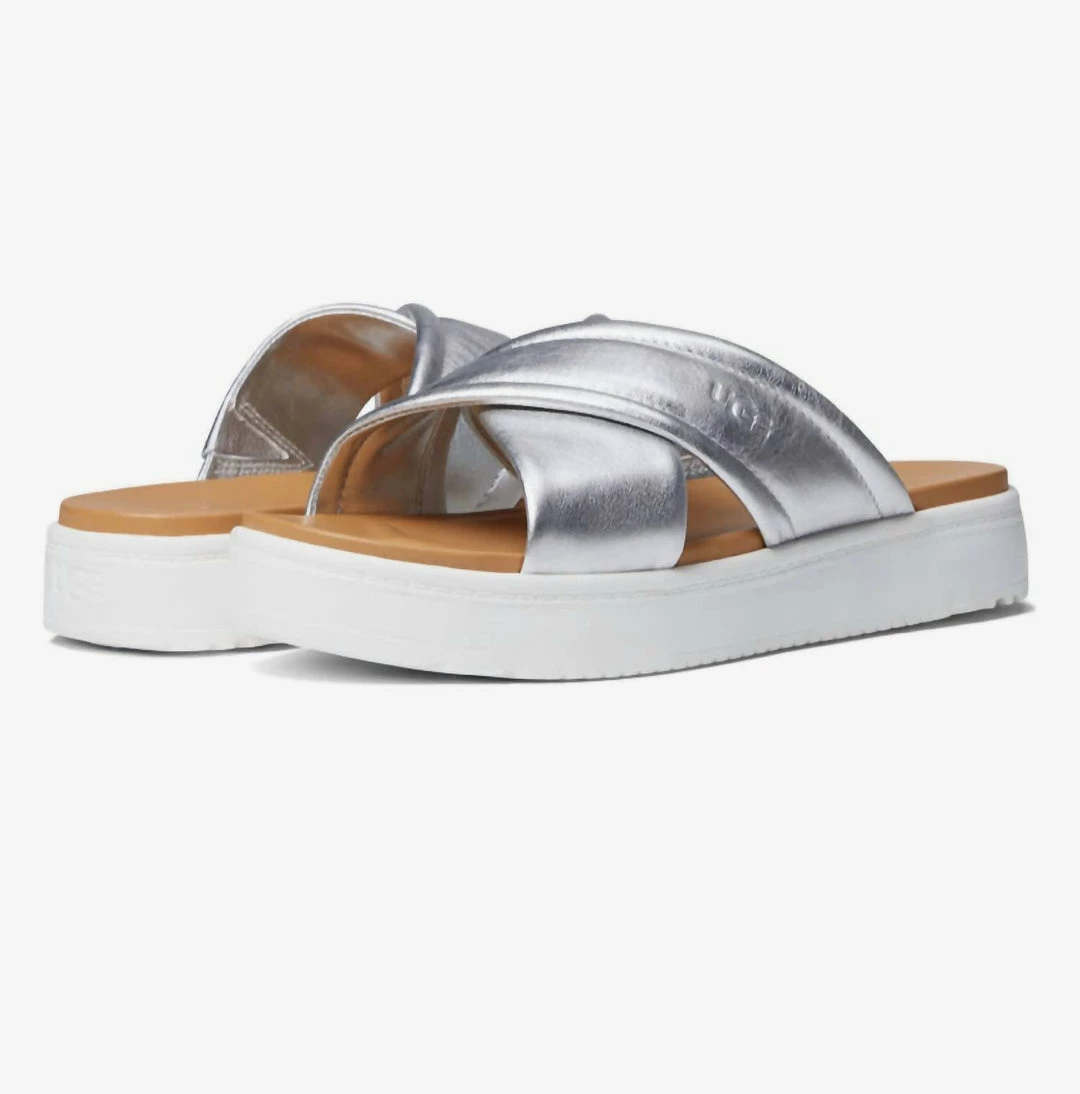 Best Sale โ Ugg ๐ฉ women Zayne Crossband ๐ฉด Sandals in Silver โค๏ธ