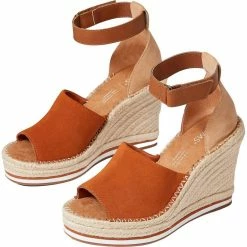 Outlet โญ Toms ๐ฉ women Marisol Peep Toe Wedge ๐ฉด Sandal in Rust ๐